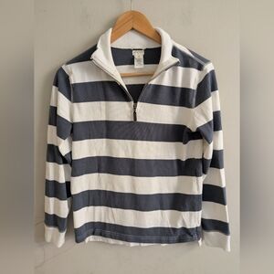 Crewcuts White Gray Stripe Quarter-Zip Sweater Size 14